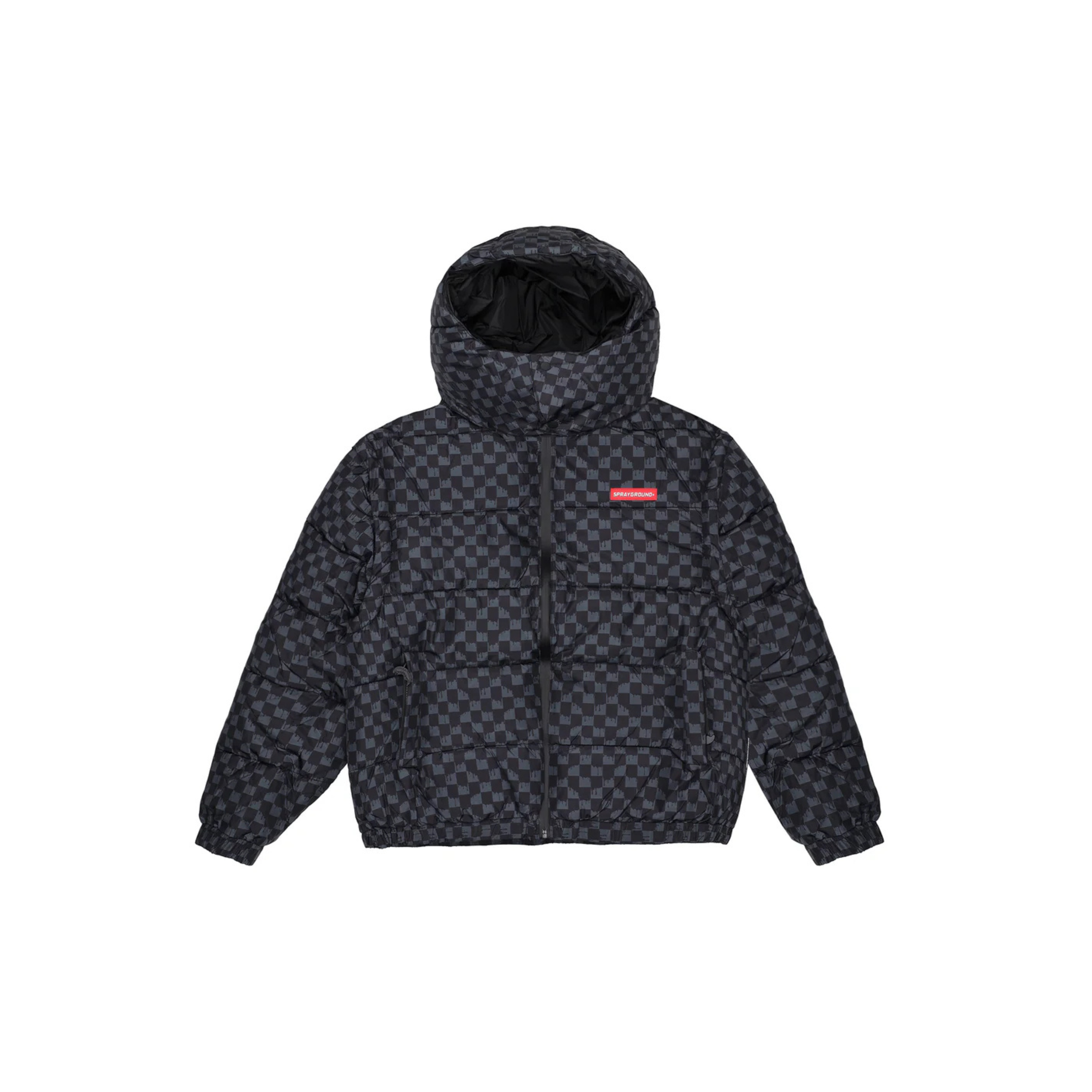 SPRAYGROUND JACKET DRIP CHECK DETACH SLEEVES DOWN GREY