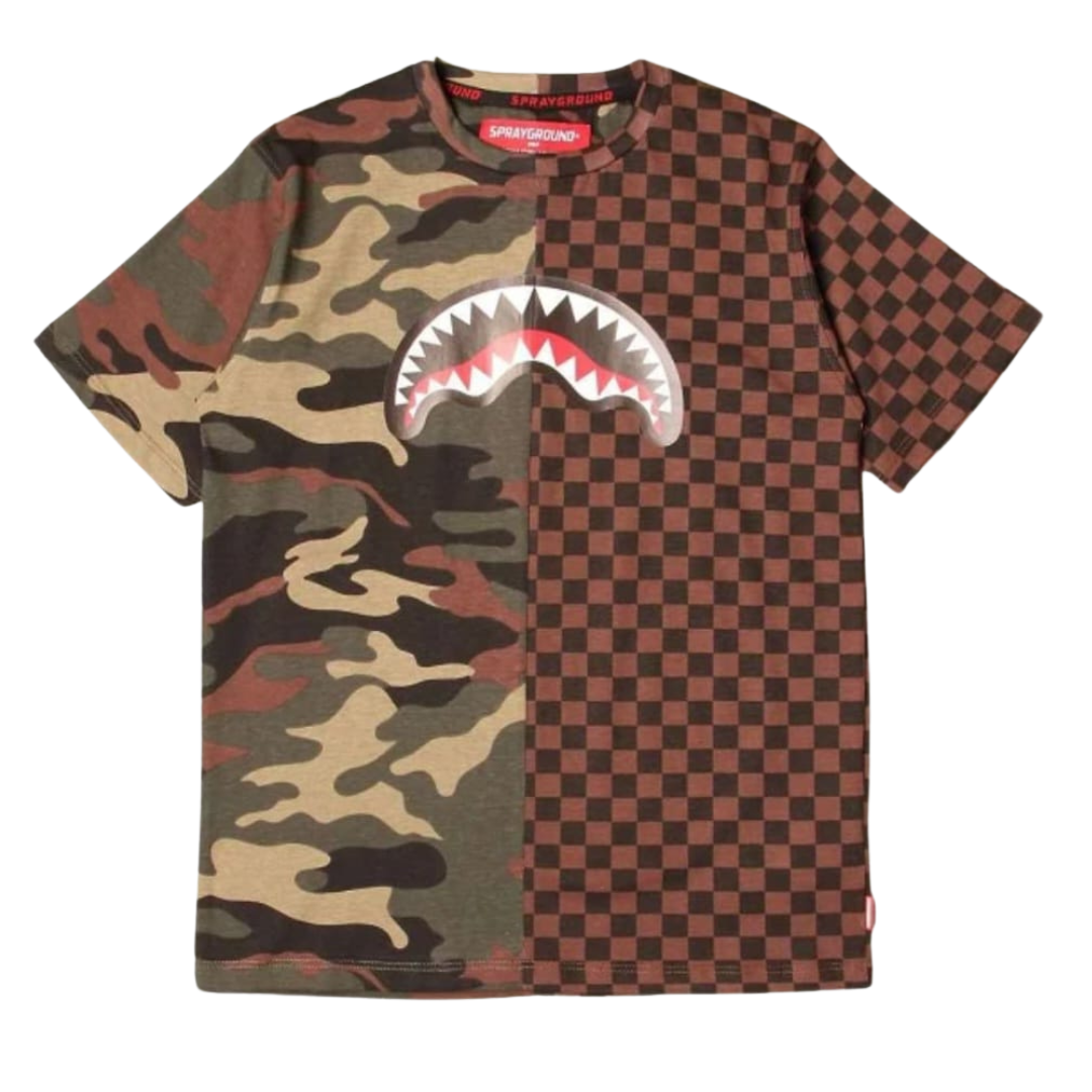 T-shirt split Camo Check