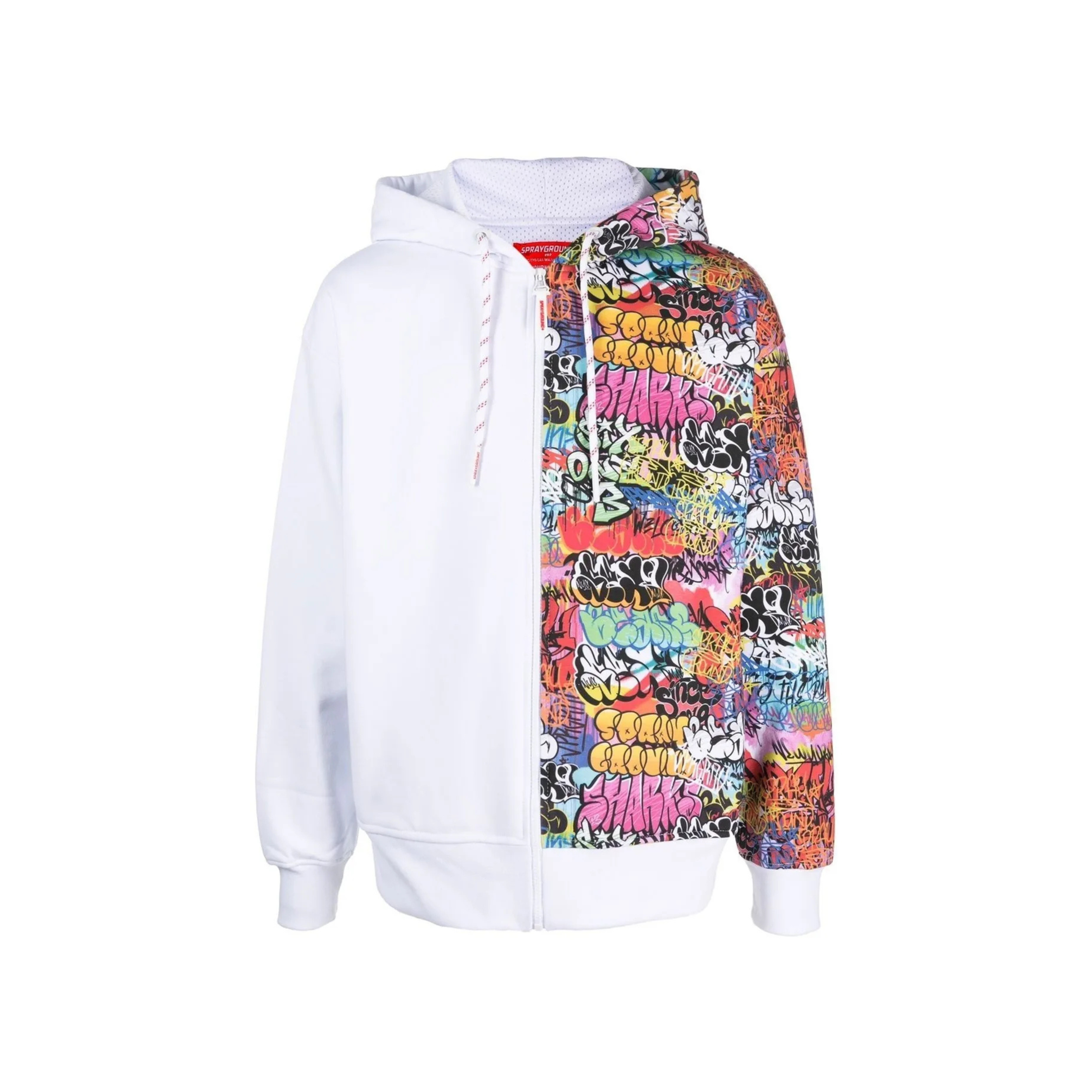 SPRAYGROUND HOODIE HALF GRAFF WHITE